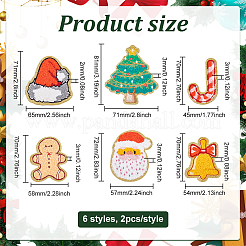 12 stücke 6 stil weihnachtsthema handtuch stickerei tuch selbstklebende flecken&nbsp;PATC-FG0001-46