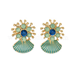 Ohrstecker aus Emaille-Legierung mit Blume und Muschelform&nbsp;FS-WGC534F-01