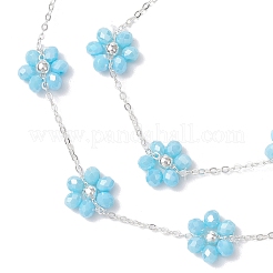 Set di bracciali e collane in vetro a forma di fiore per donna&nbsp;SJEW-JS01319