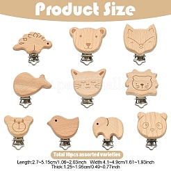 10 pince porte-tétine bébé en bois de hêtre&nbsp;WOOD-YW0001-94