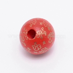 Bedruckte Naturholzperlen&nbsp;WOOD-TAC0007-57F