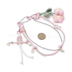 Gehäkelte Puffblumen & Polyesterseile & Anhängerdekorationen&nbsp;HJEW-JM04395-01