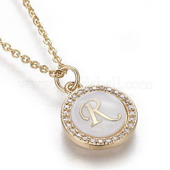 Colliers pendentif initiale en laiton&nbsp;NJEW-I230-24G-R