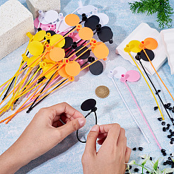50 Stück 5 Farben flache runde Kunststoff-Anhängerverschlüsse&nbsp;FIND-TA0010-02