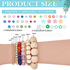 10 ensemble de 10 couleurs de mini perles de verre pour décoration d'ongles en verre&nbsp;GLAA-PH0004-30