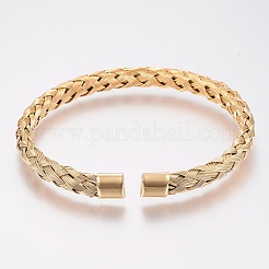 Ionenplattierung (IP) 304 Edelstahl-Manschettenarmreifen Drehmoment-Armreifen&nbsp;BJEW-H570-27G