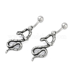 Anelli per ombelico pendenti in acciaio chirurgico 316 a forma di serpente&nbsp;EJEW-G416-18D-AS