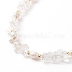 Scaglie di cristallo di quarzo naturale e collana di perle di perle&nbsp;NJEW-JN04008-02