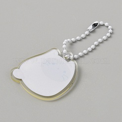 Cartone animato simpatico gatto animale decorazione pendente in acrilico con catena a sfere di ferro&nbsp;KEYC-WH0036-33G