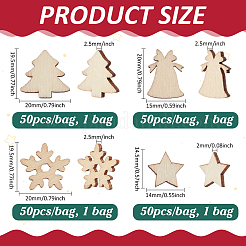 200 stücke 4 arten mdf weihnachten dekorationen chips&nbsp;DIY-PH0032-96