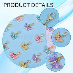 15 pièces 5 couleurs papillon alliage émail pendentif décoration&nbsp;HJEW-CA00039