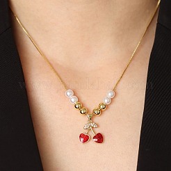 Set di collane pendenti in ottone micro pavé di zirconi cubici e orecchini a cerchio&nbsp;FS-WGB514D-02