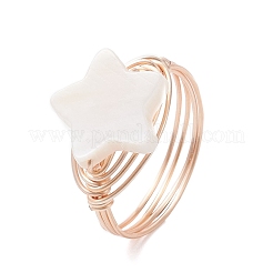 Natürliche Muschelfingerringe&nbsp;RJEW-TA00227-01