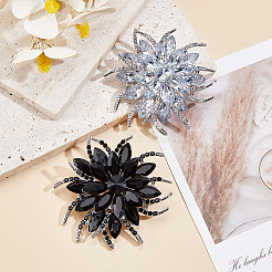 2 spilla da bavero in lega di vetro con strass a forma di fiore&nbsp;JEWB-DR0001-07B