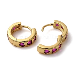 Orecchini a cerchio con micro pavé di zirconi in ottone placcato cremagliera&nbsp;EJEW-L224-57G-07