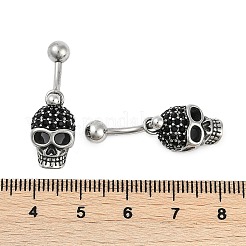 Bauchnabelpiercings aus chirurgischem Edelstahl 316 mit Totenkopf&nbsp;EJEW-G416-02AS