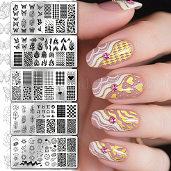 Plantillas de arte de uñas diy de acero inoxidable&nbsp;MRMJ-WH0098-058