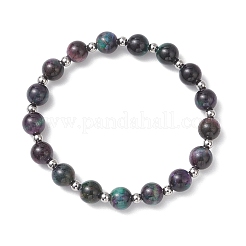 Natürliche Tigeraugen- und 304-Edelstahlperlen-Stretcharmbänder für Damen&nbsp;BJEW-JB13137