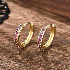 Boucles d'oreilles créoles en laiton zircon cubique micro pavé&nbsp;EJEW-L231-41G