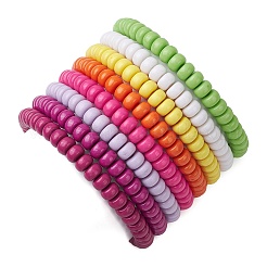 Set aus elastischen Armbändern mit Rondellperlen aus Acryl&nbsp;BJEW-JB11020-01