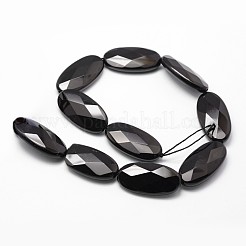 Natürliche schwarze Onyxperlenstränge&nbsp;G-P161-47-40x20mm