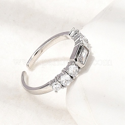 Anillos de puño de latón con circonitas cúbicas para mujer&nbsp;RJEW-B160-07A-P