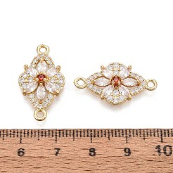 Ciondoli con connettore in ottone con pavé di zirconi cubici trasparenti e rosso arancio&nbsp;KK-N284-03G