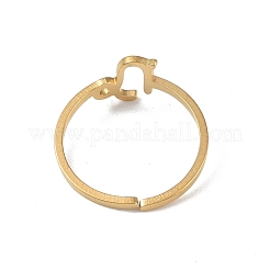 Anillo ajustable de acero inoxidable 304 chapado en oro real de 18k&nbsp;RJEW-L115-01G-01