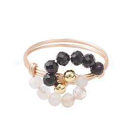 3 stücke 3 arten natürliche edelstein finger ringe&nbsp;RJEW-TA00228