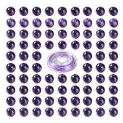 100pcs 8mm natürliche Charoite runde Perlen&nbsp;DIY-LS0002-12