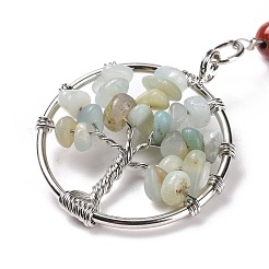 Porte-clés chakra en pierres précieuses et amazonite naturelle&nbsp;KEYC-P037-A04