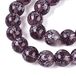 Brins de perles de verre transparentes à moitié peintes à la bombe&nbsp;LS-GLAA-Q110-02A-10