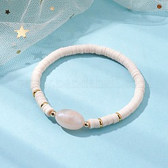 Bracelet extensible surfeur heishi en pâte polymère&nbsp;BJEW-JB10153-03
