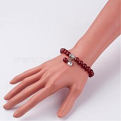 Braccialetti di perline di corniola naturale (tinti e riscaldati).&nbsp;BJEW-JB02351-02