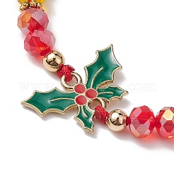 Pulseras de cuentas trenzadas de vidrio navideño&nbsp;BJEW-JB10892-03