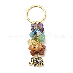 Chakra natürlicher Edelstein-Chip-Perlen-Schlüsselanhänger&nbsp;KEYC-JKC00415-01