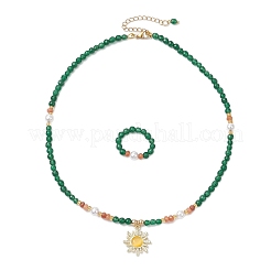 Conjuntos de joyas de jade blanco&nbsp;SJEW-JS01338-02