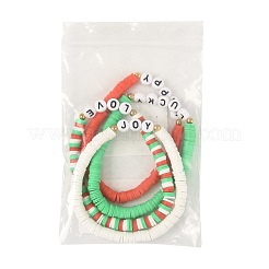 4 Stück handgefertigte Polymer Clay Heishi Perlen Stretch Armband Sets&nbsp;BJEW-FS00030