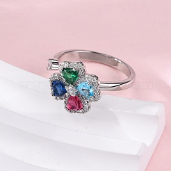 Drehbare Manschettenringe aus Messing mit Mikropavé und Zirkonia für Damen&nbsp;RJEW-M099-01P