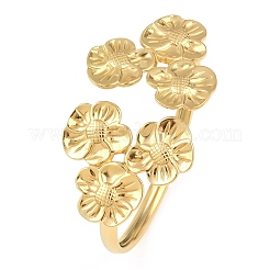 Bracelets manchettes à fleurs multiples en acier inoxydable 304 pour femmes&nbsp;BJEW-A154-02A-G