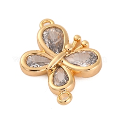 Ciondoli connettore in ottone con pavé di zirconi cubici trasparenti&nbsp;KK-Z066-09G