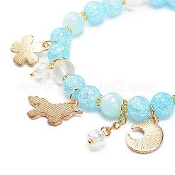 Bracelet extensible en perles de quartz synthétique craquelé et de jade jaune naturel&nbsp;BJEW-JB08527-02