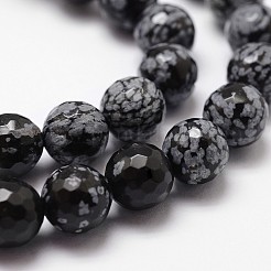 Naturschneeflocke Obsidian Perlen Stränge&nbsp;G-G736-06-8mm