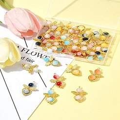 40 Stück 8 Farben goldene Glasanhänger aus Legierung&nbsp;PALLOY-FS00025