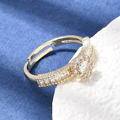 Messing Micro Pave klare Zirkonia Manschette offene Ringe&nbsp;CU-CBA5C10-18G