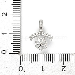 925 Sterling Silber Pavé klare Zirkonia Krone Blume Anhänger Öse&nbsp;STER-P068-03P