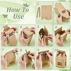 Scatole regalo di carta a forma di casa&nbsp;LS-CON-WH0001-43B-02