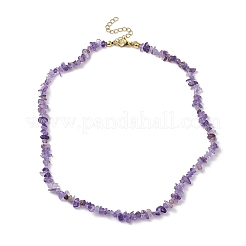 Collar de cuentas de chip de amatista natural&nbsp;NJEW-JN04616-06
