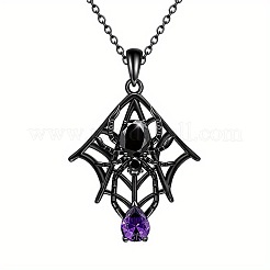 Collane con ciondolo a forma di ragno di Halloween in lega con strass&nbsp;WGFDEFA-01