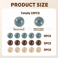 15pcs 3 couleurs perles acryliques opaques&nbsp;SACR-TADJ0001-04